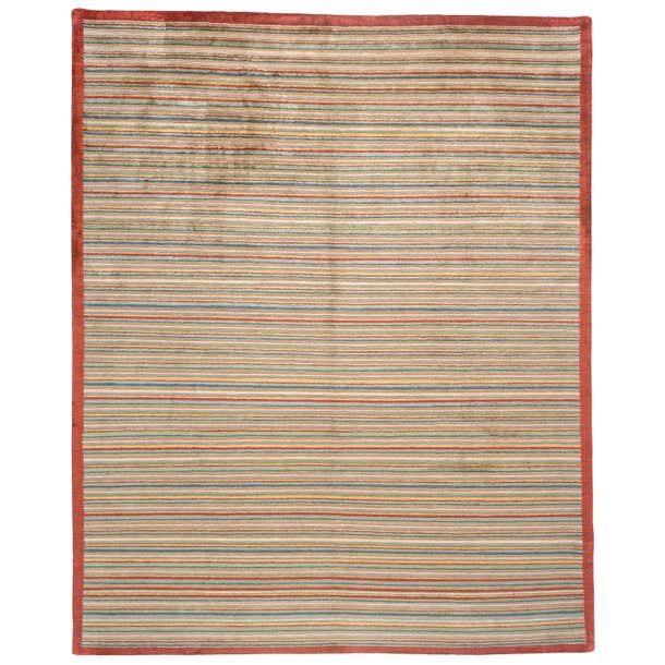 Multi-Color Stripe Area Rug For Sale at 1stDibs | multi colored rugs ...