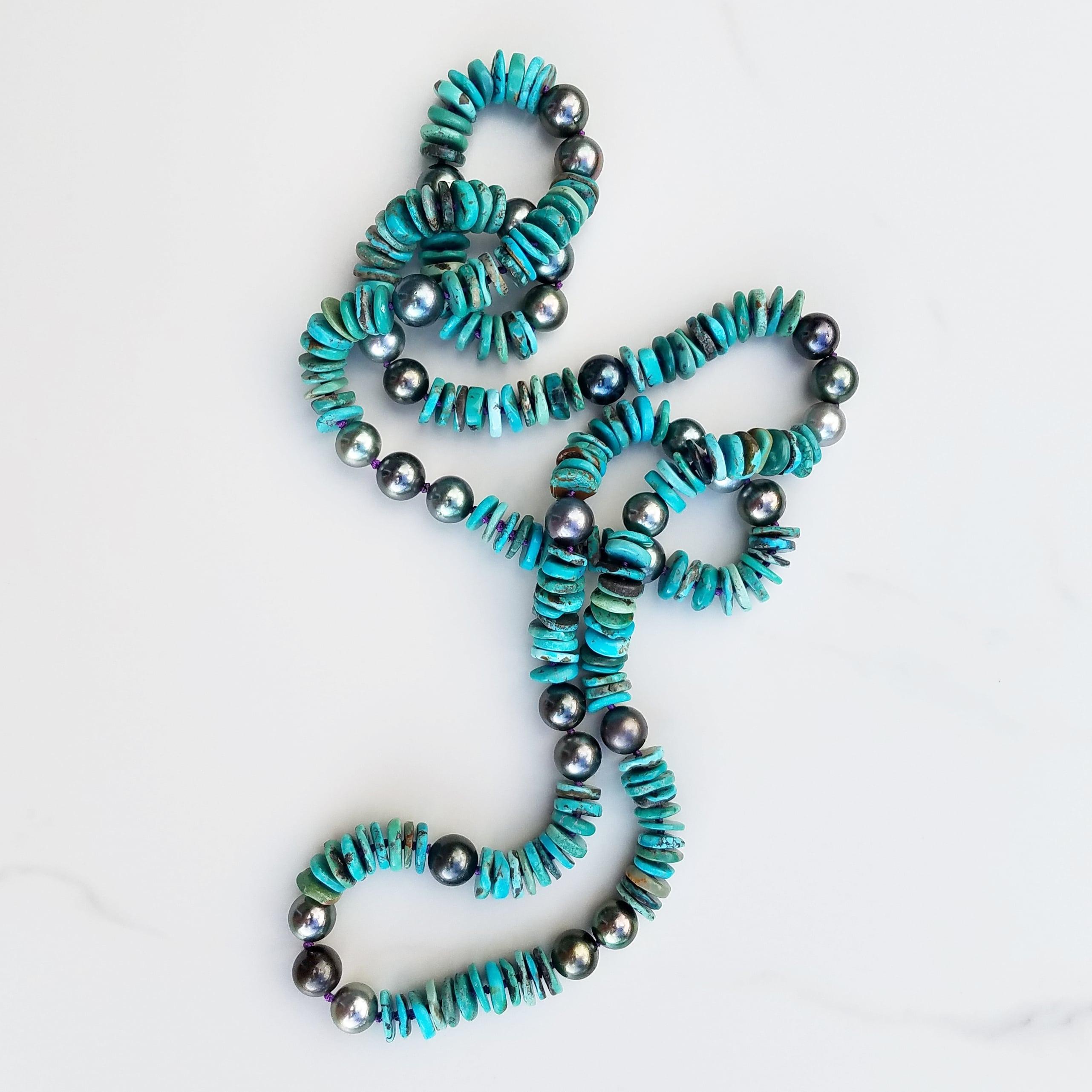 Collana di perle nere di Tahiti multicolore e turchesi In condizioni Nuovo in vendita a Kailua Kona, HI