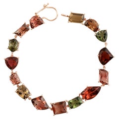 Multi Color Tourmaline Designer Bracelet Made In 18k Rose Gold