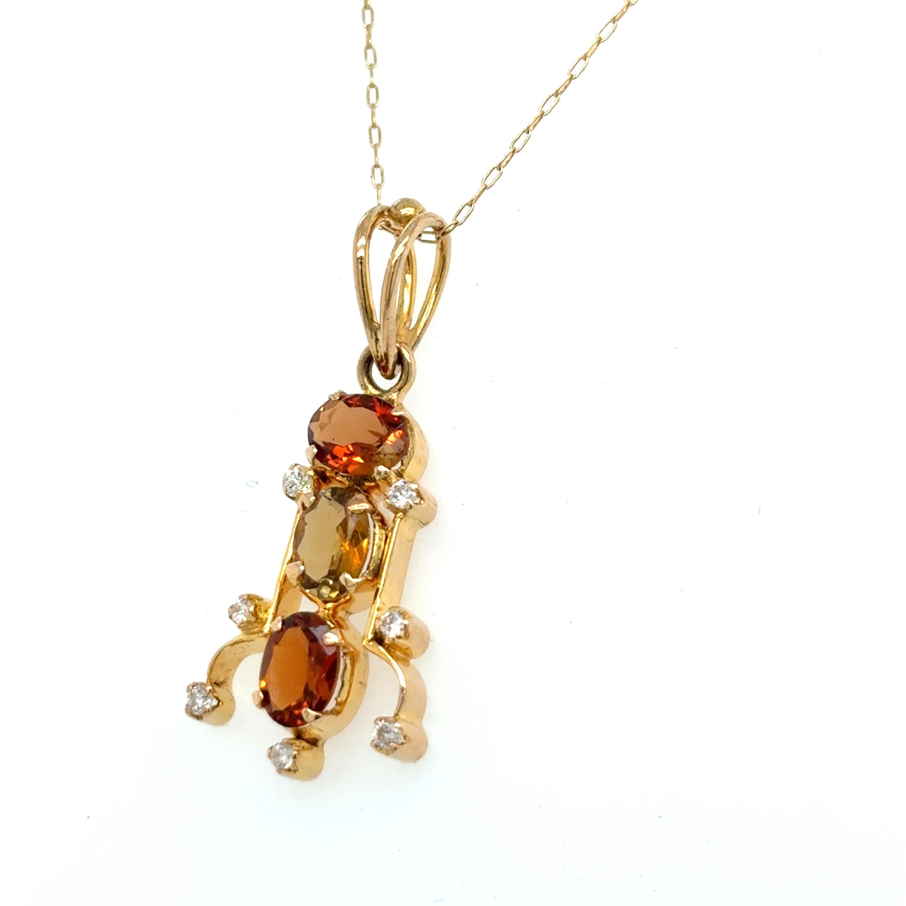 Collier à pendentif en or jaune avec tourmaline multicolore et diamant en vente 1