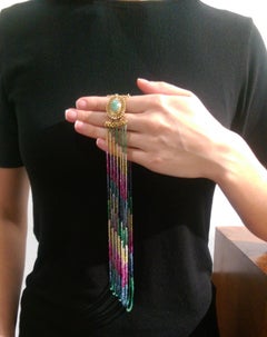 Multi-Color Tourmaline Gemstone Beads Multi Strand Necklace Estate Fine Jewelry
