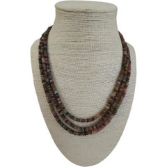 Multi-Color Tourmaline Multi-Strand Faceted Rondelle Bead Sterling Necklace
