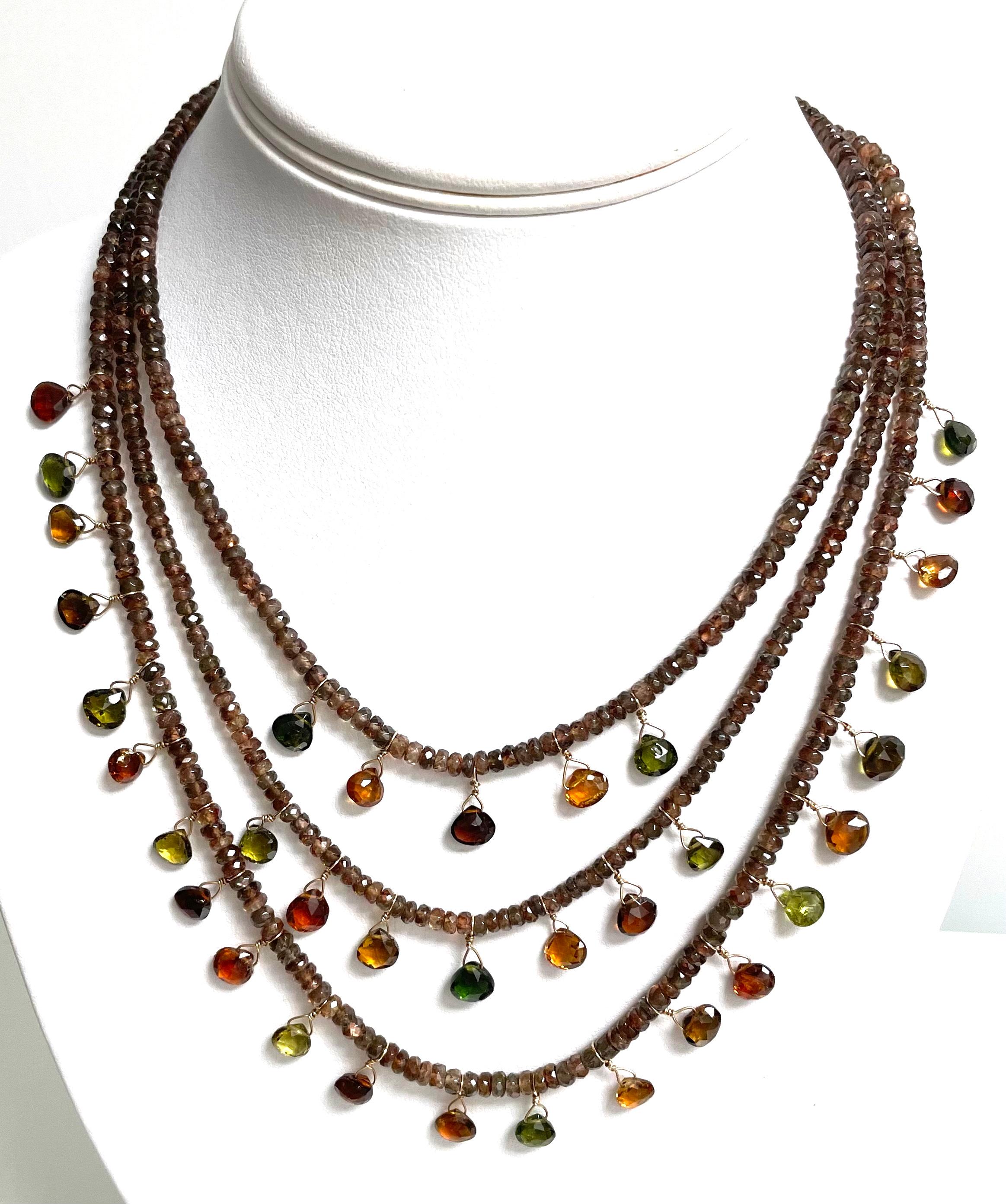  Mehrfarbiger Turmalin mit weichem warmem braunem Andalusit Paradizia Halskette im Angebot 3
