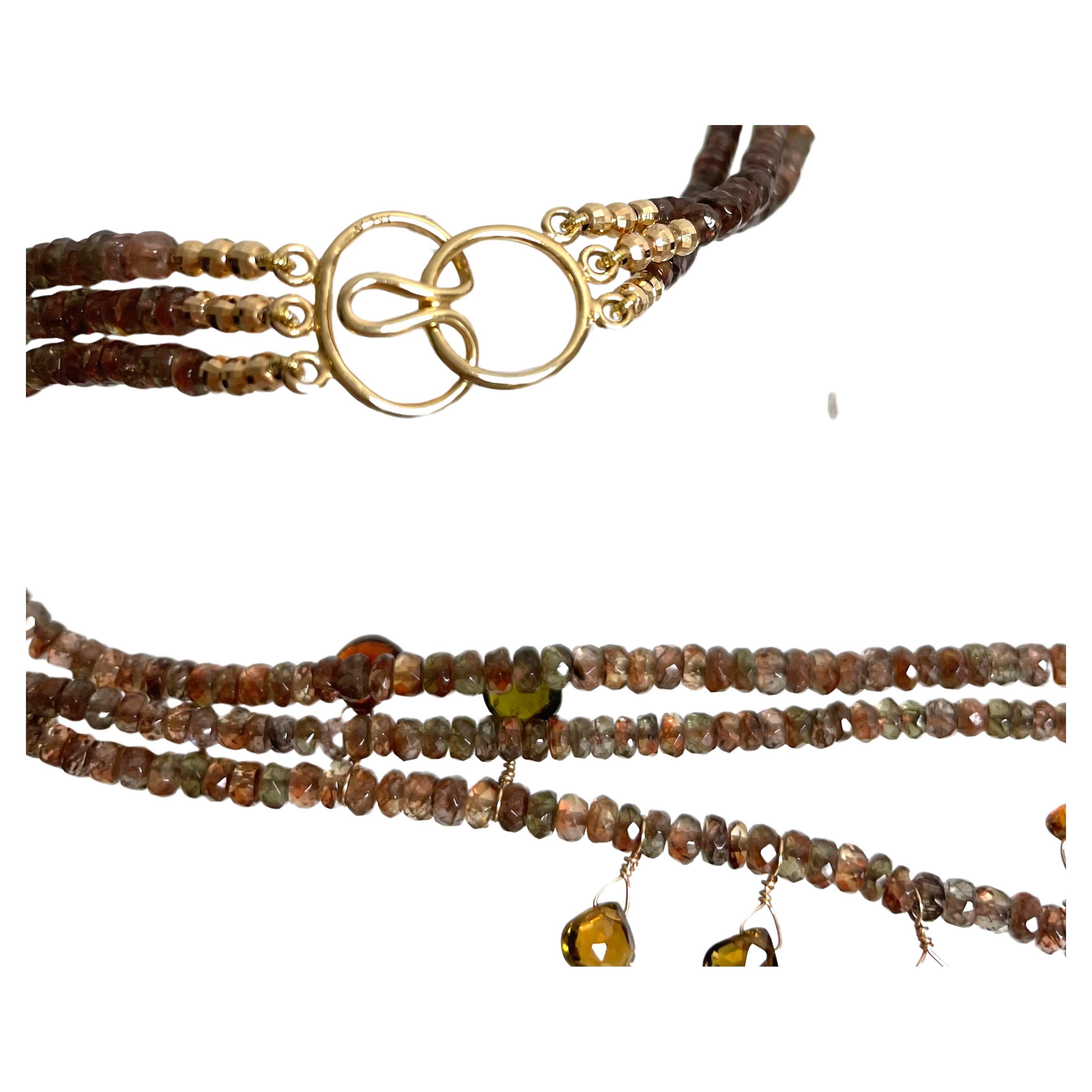  Mehrfarbiger Turmalin mit weichem warmem braunem Andalusit Paradizia Halskette im Zustand „Neu“ im Angebot in Laguna Beach, CA