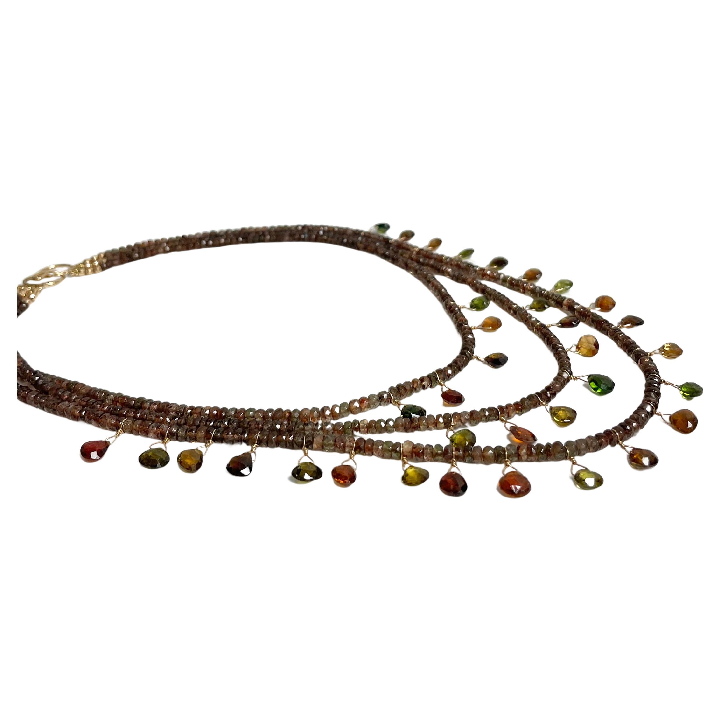  Mehrfarbiger Turmalin mit weichem warmem braunem Andalusit Paradizia Halskette im Angebot 1