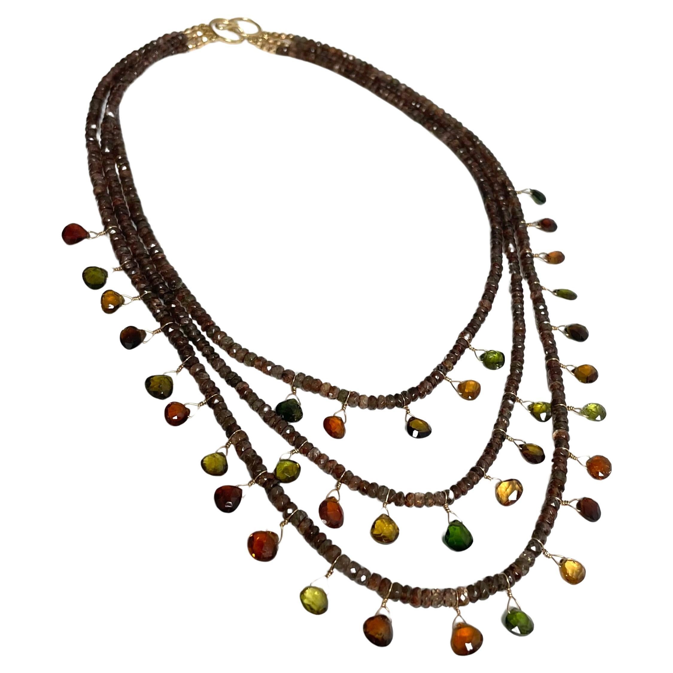  Mehrfarbiger Turmalin mit weichem warmem braunem Andalusit Paradizia Halskette im Angebot 2