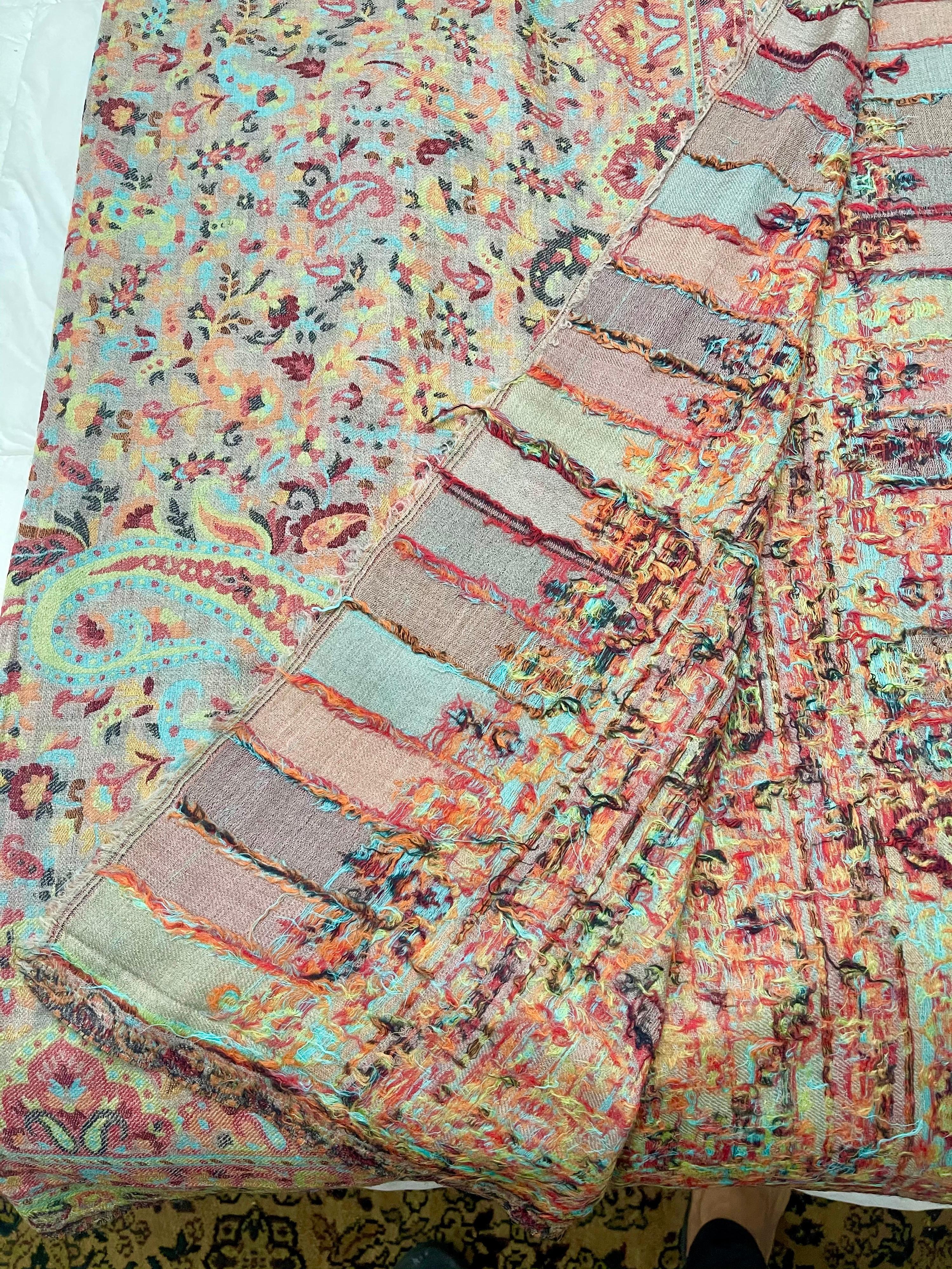 Multi Color Traditional Floral Kani Pashmina Shawl 83X42 Inches 3