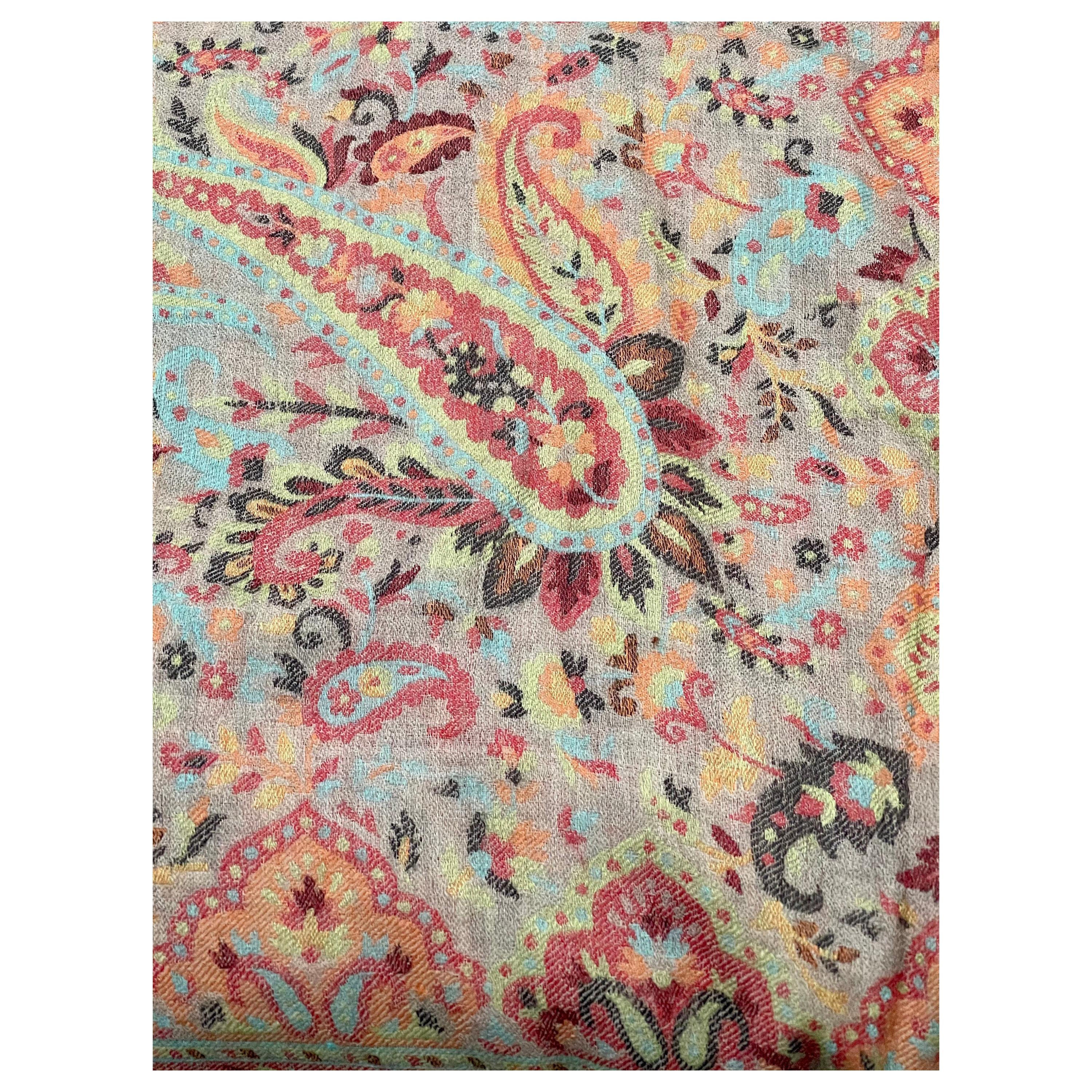 Multi Color Traditional Floral Kani Pashmina Shawl 83X42 Inches
