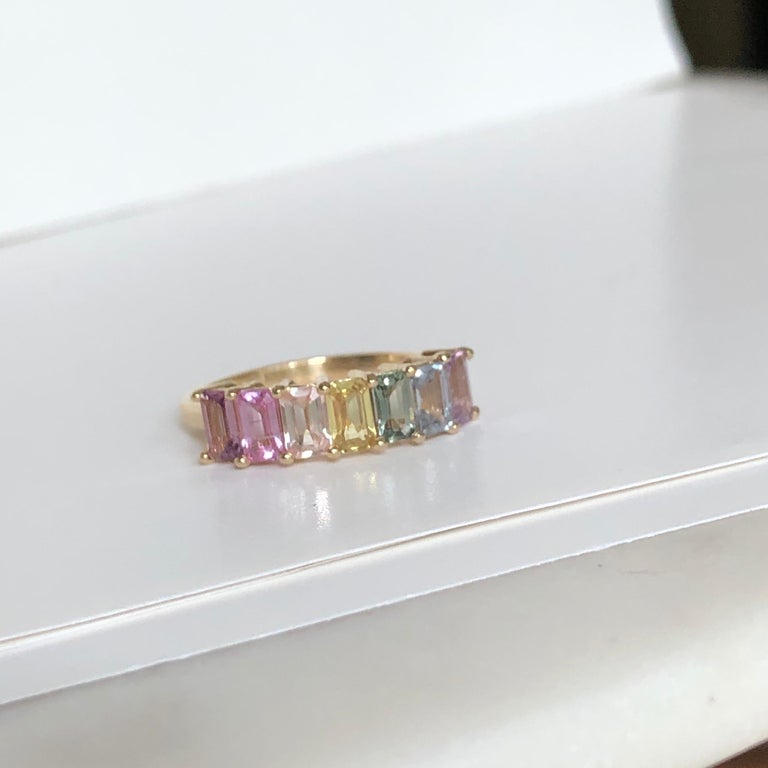 Multi-Color Untreated Sapphire Half Eternity Engagement Band Ring ...