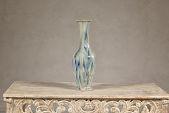 Multi-Color Vase with Blue and Green Drip Accent on Cream Ground