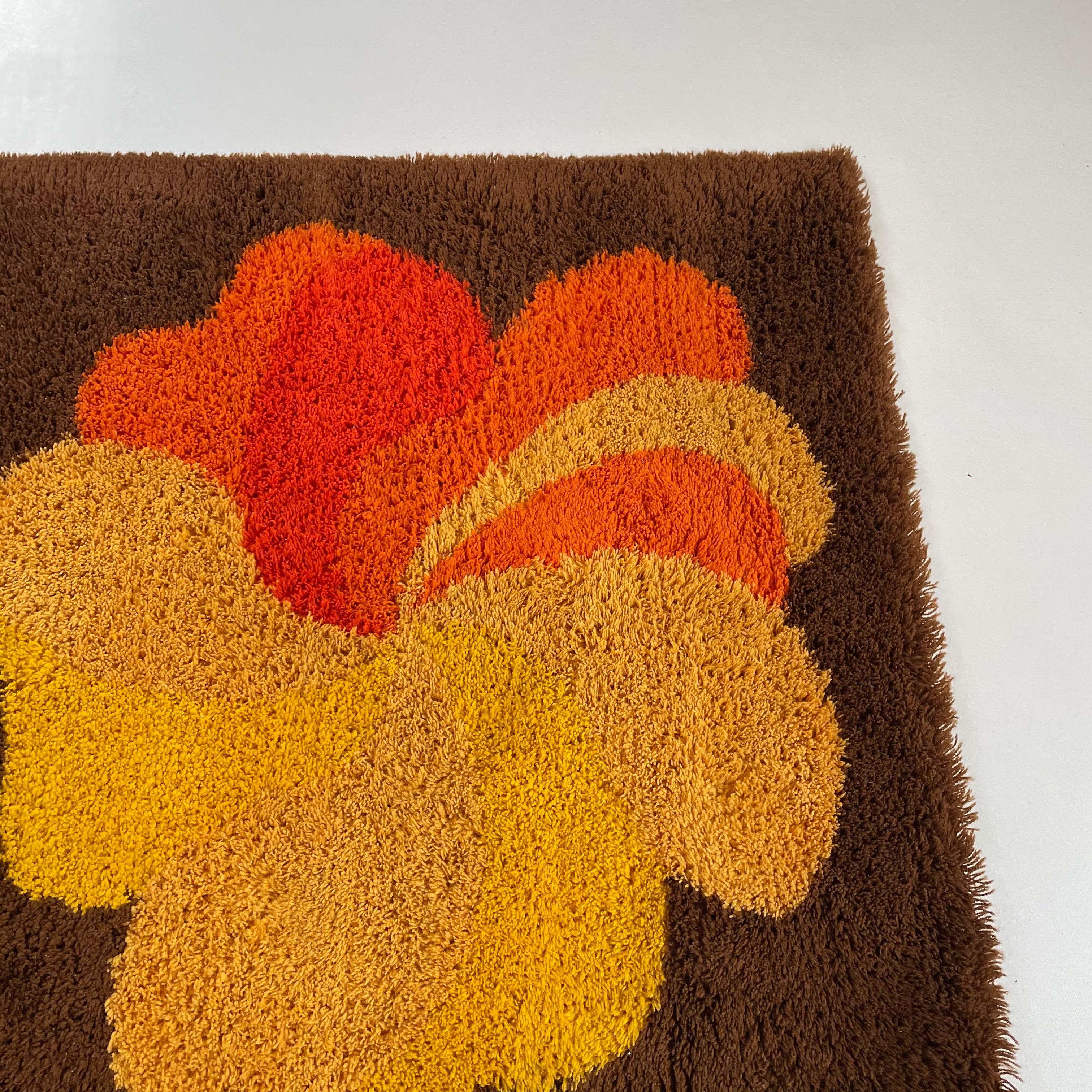 Multi-Color Vintage 1970s Modernist High Pile Panton Style Rug, Germany, 1970s For Sale 3