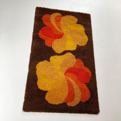 Tapis moderniste  poils longs multicolore vintage des annes 1970, Allemagne, 1970