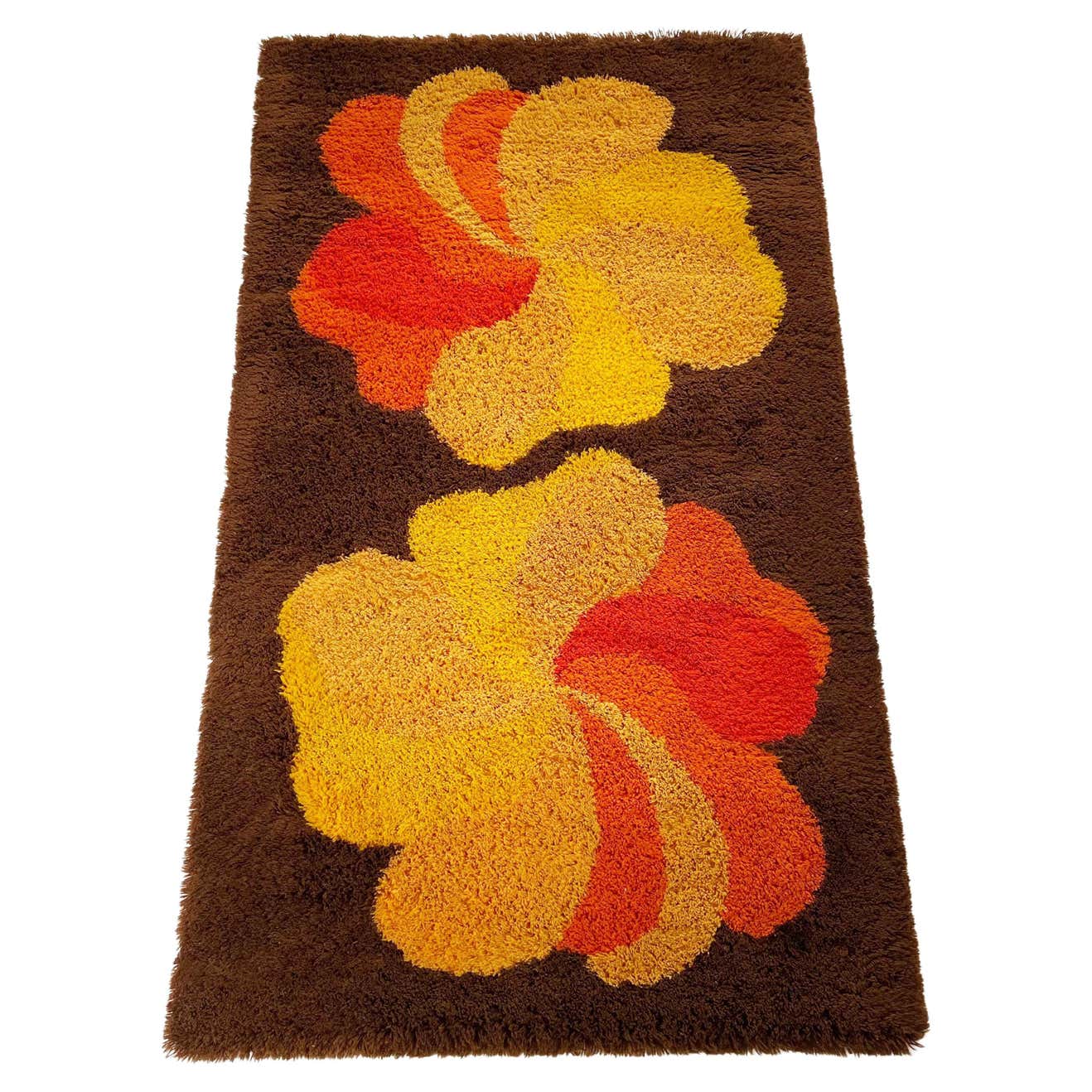 Multicolour Retro Rug Multi-Color Vintage 1970s Modernist High Pile Panton Style Rug, Germany ...
