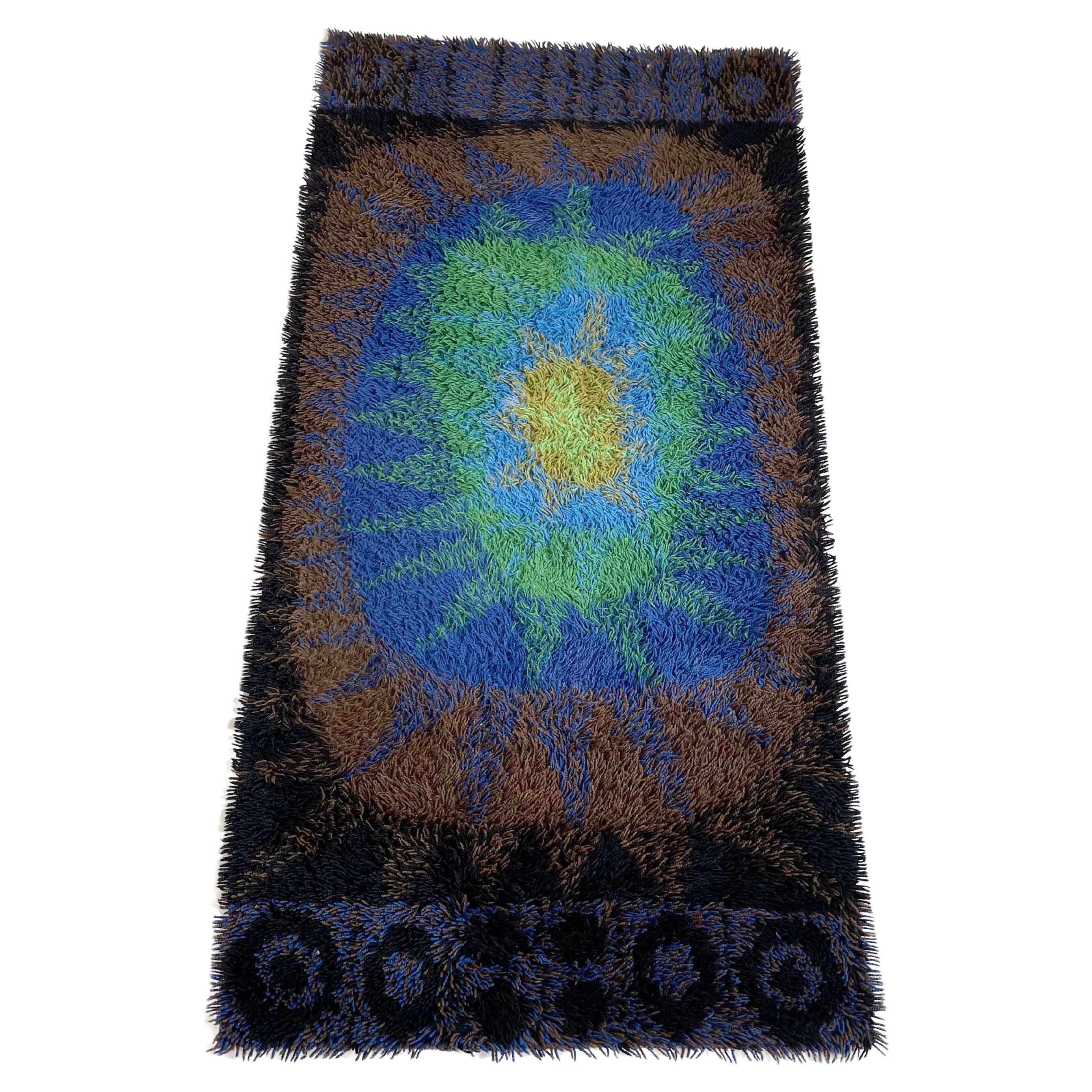 Tapis vintage moderniste multicolore à poils longs de style Panton des années 1970, Allemagne, 1970