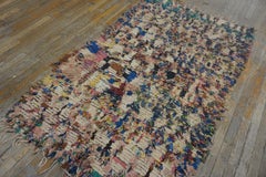Multi Color Wool & Cotton Carpet Vintage Moroccan Boucherouitte Rug 4'0" x 6'3"