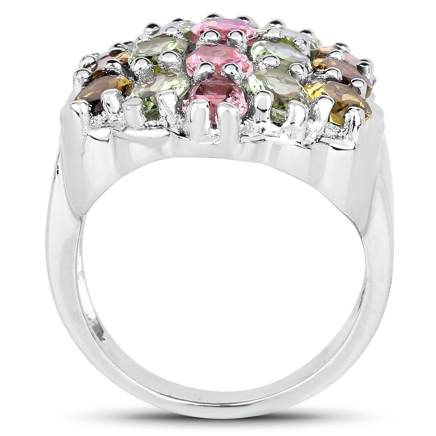 Oval Cut Multicolor Tourmaline Cocktail Ring 6.80 Carats For Sale