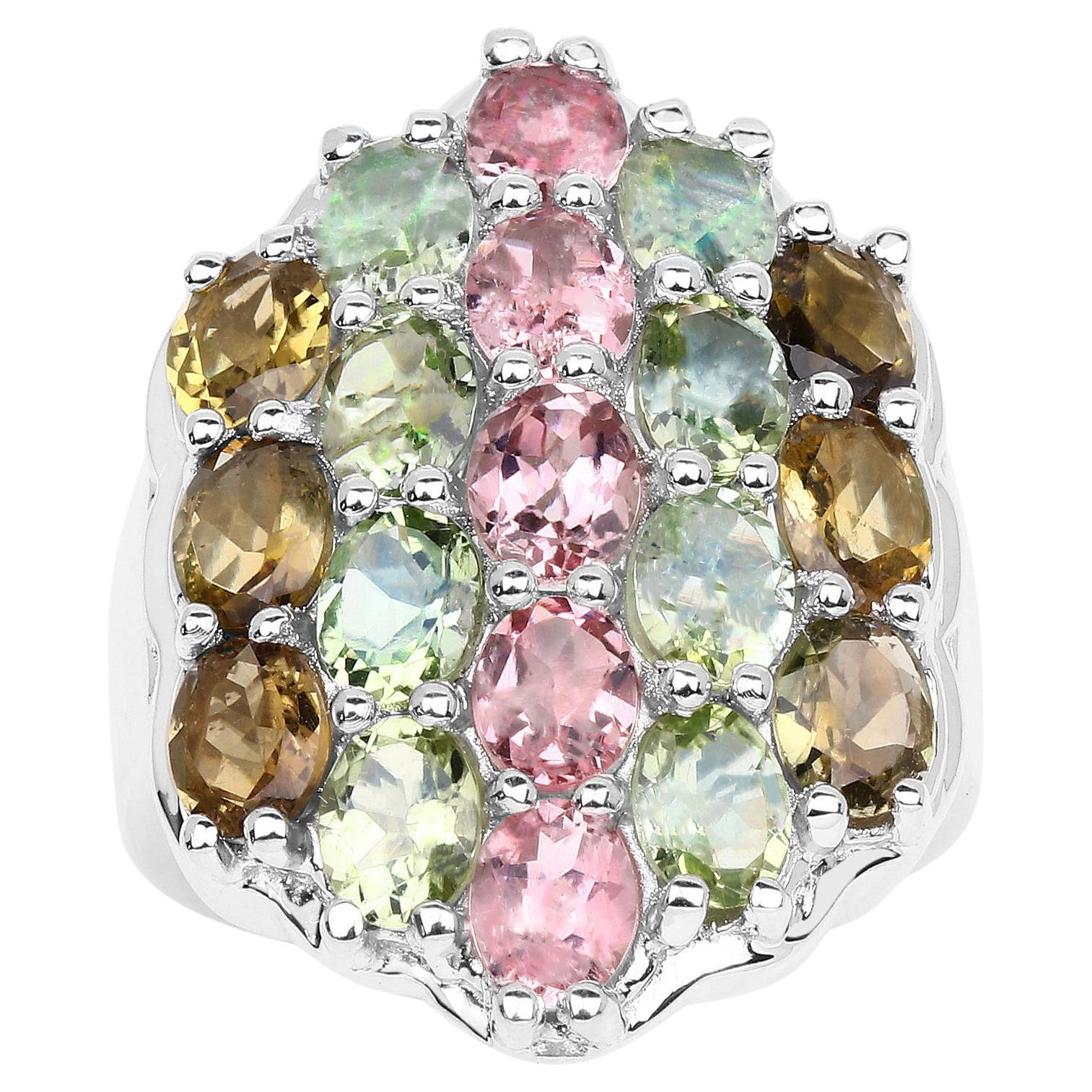 Multicolor Tourmaline Cocktail Ring 6.80 Carats