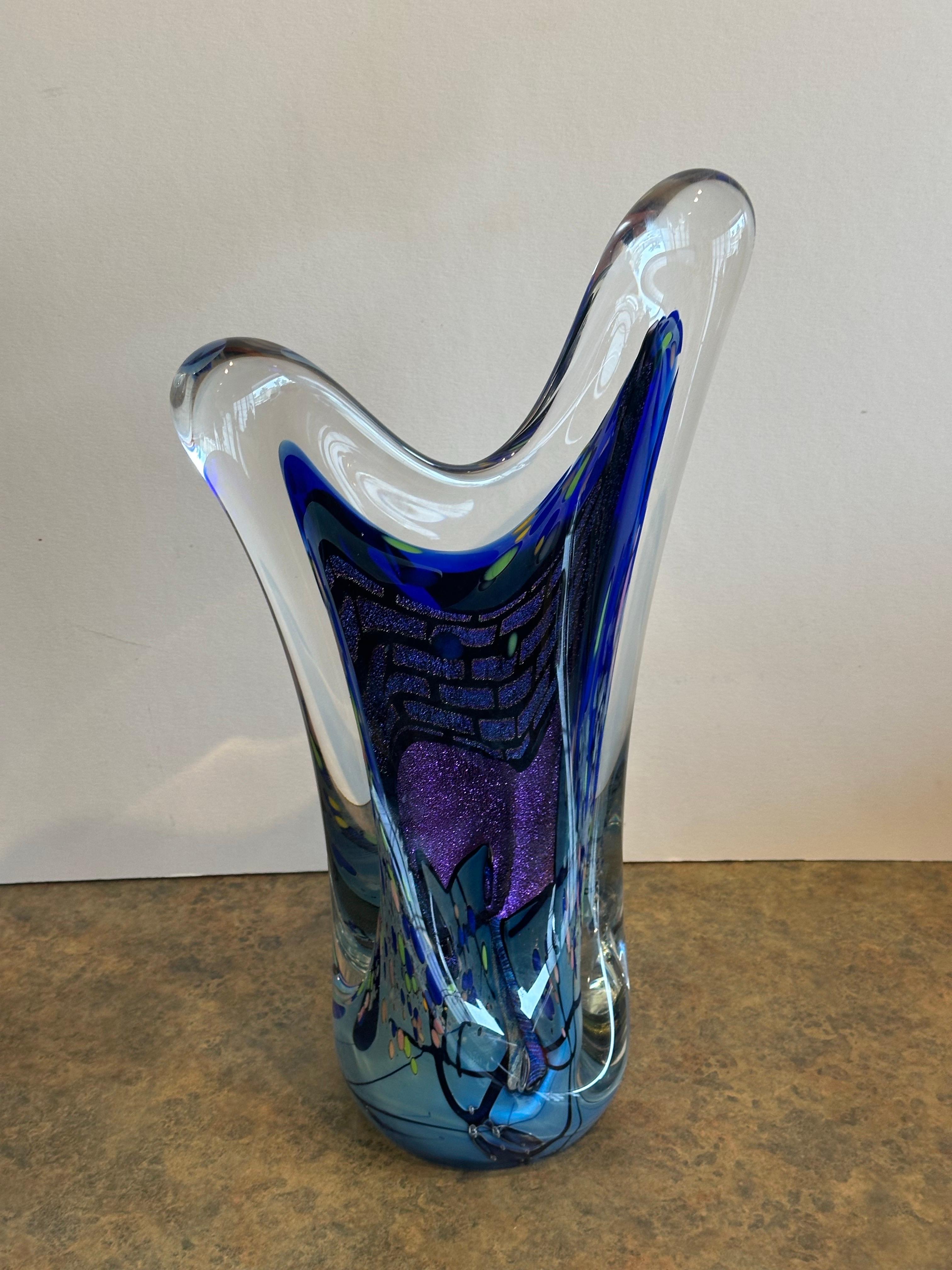 Escultura abstracta multicolor de vidrio artístico de Rollin Karg en venta 4