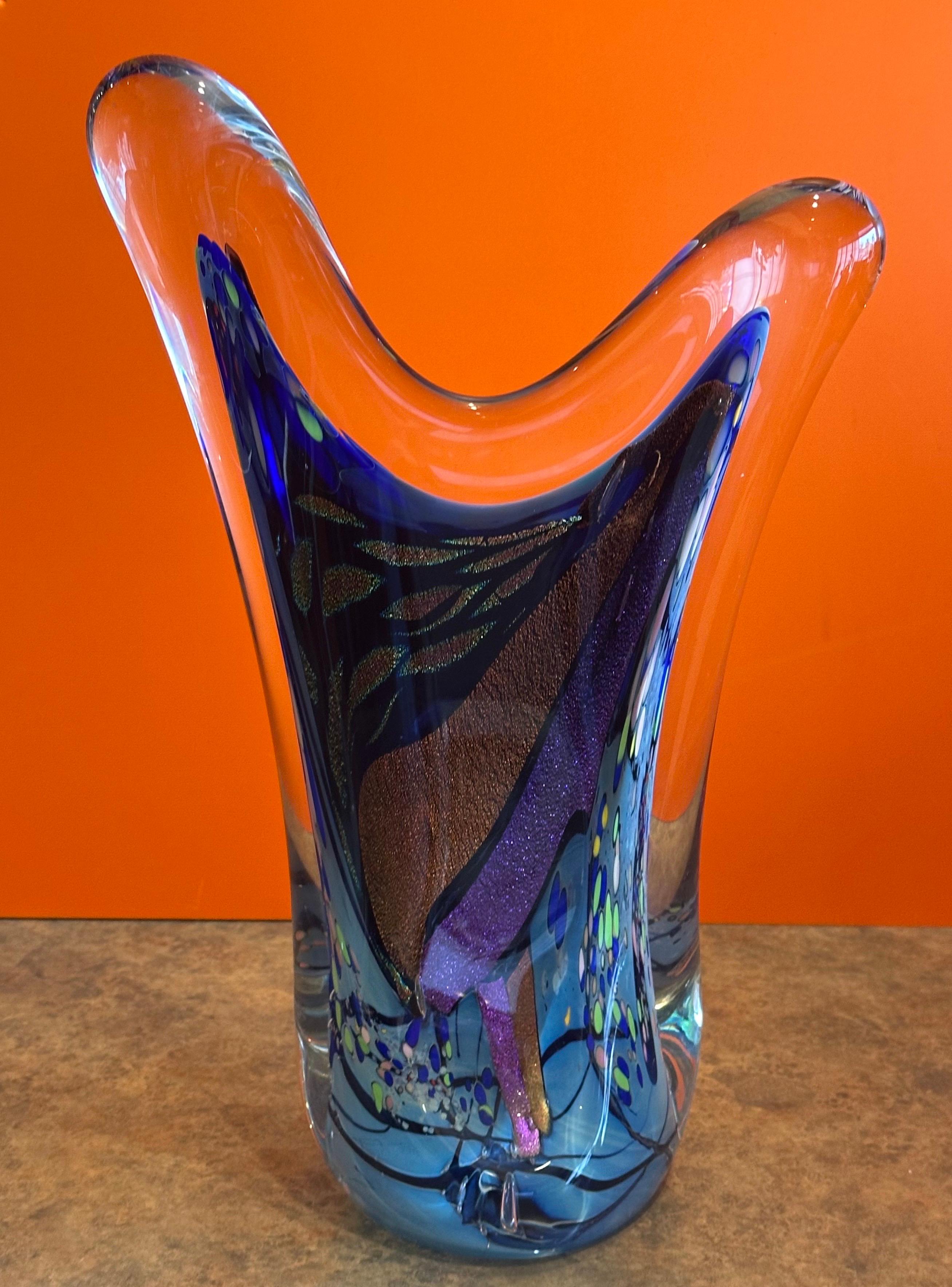 Escultura abstracta multicolor de vidrio artístico de Rollin Karg en venta 6