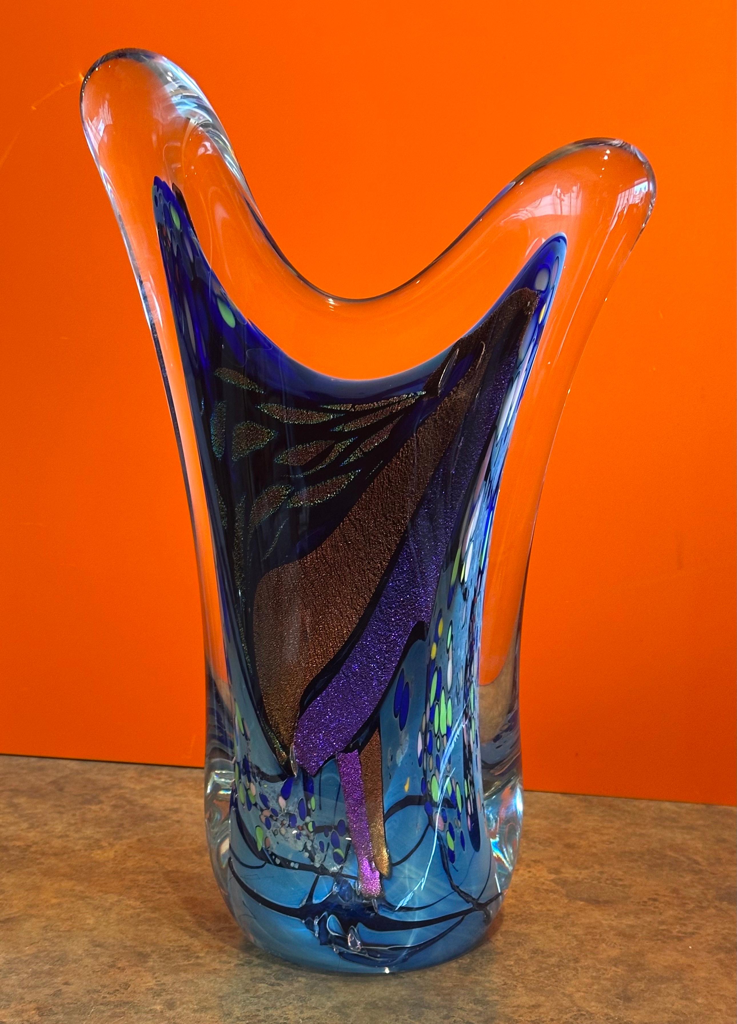Escultura abstracta multicolor de vidrio artístico de Rollin Karg en venta 7