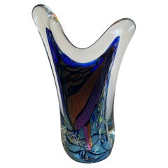 Multi Colored Abstract Art Glass Sculpture by Rollin Karg