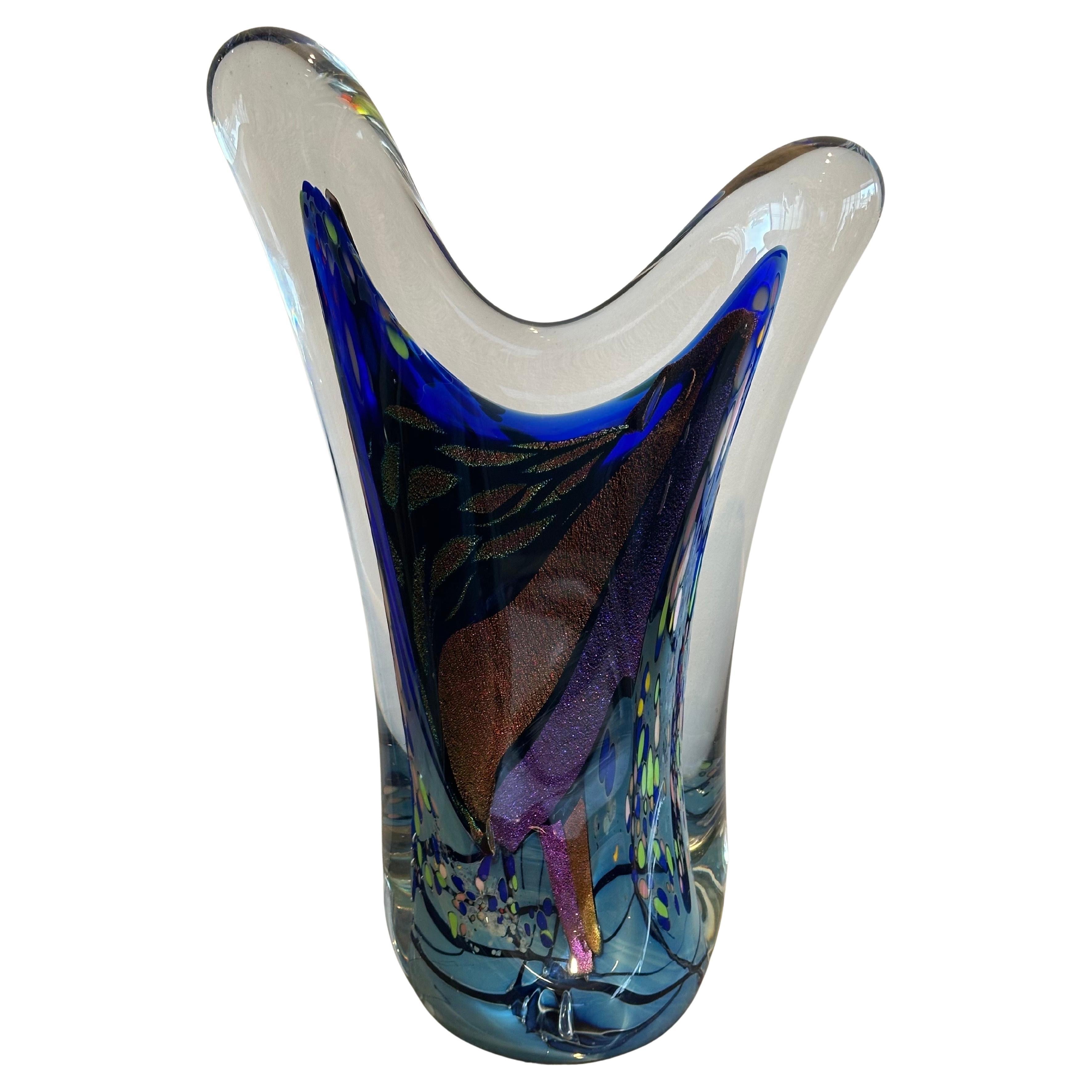 Escultura abstracta multicolor de vidrio artístico de Rollin Karg Estadounidense en venta