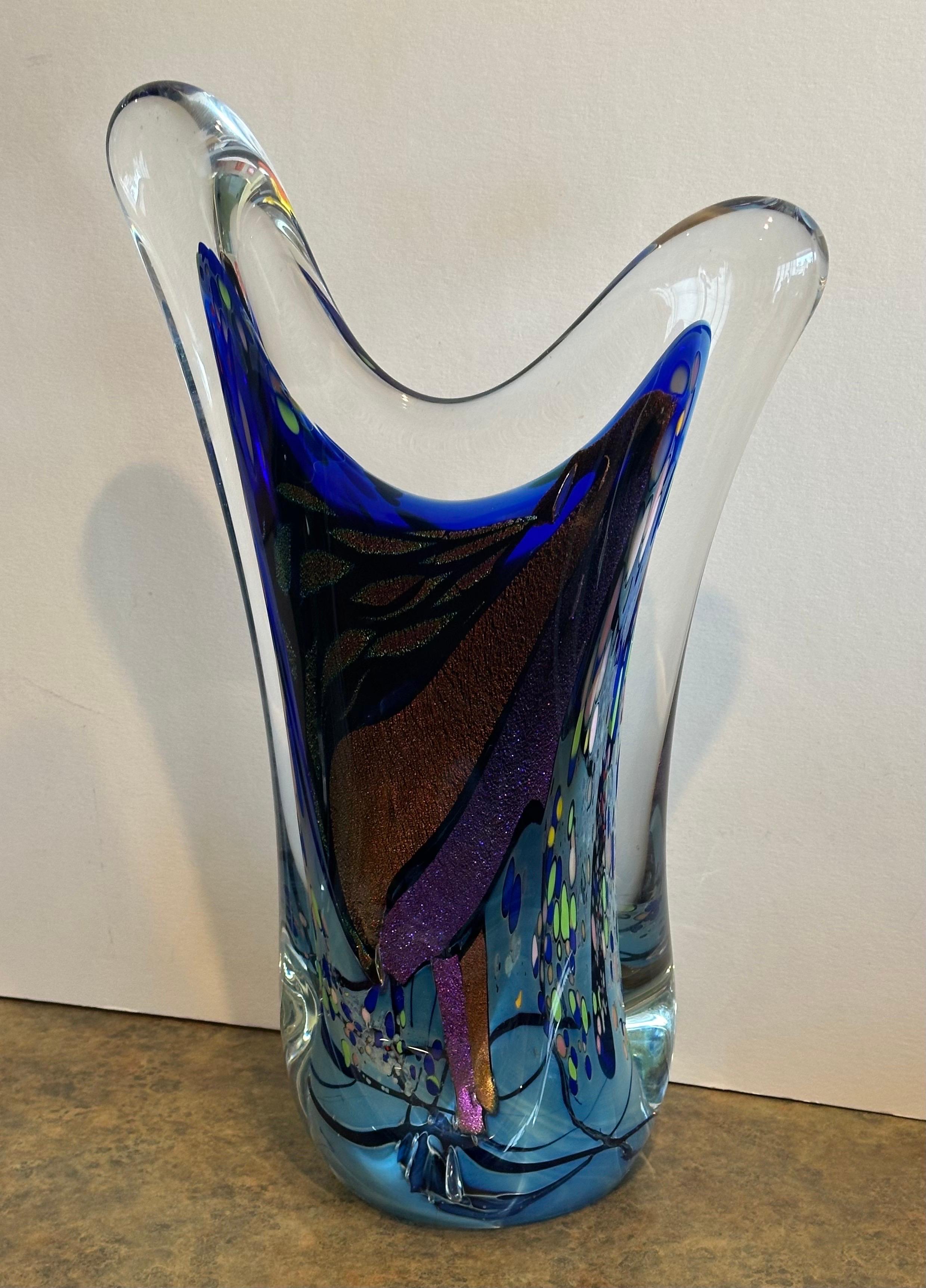 Escultura abstracta multicolor de vidrio artístico de Rollin Karg Vidrio artístico en venta