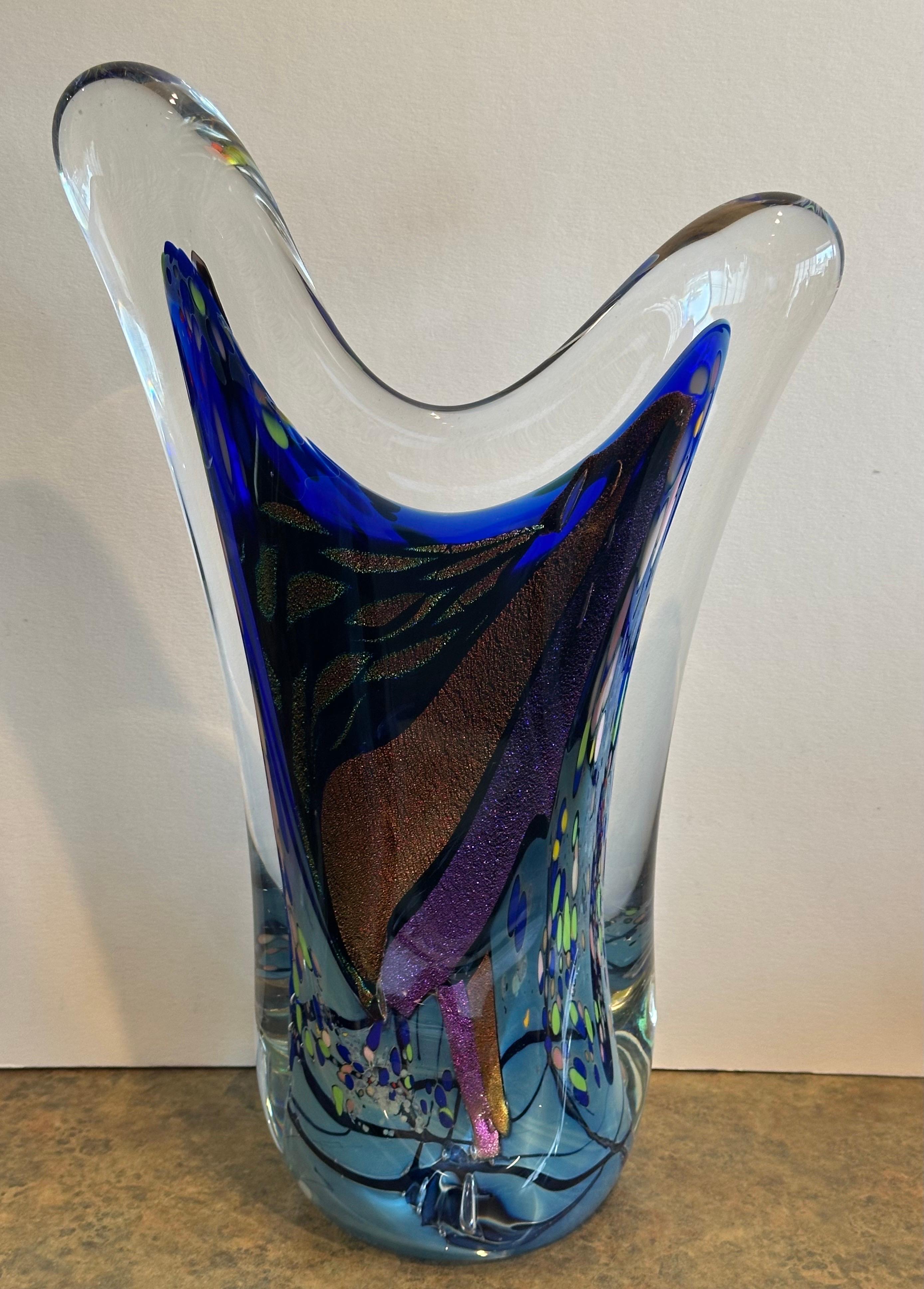 Escultura abstracta multicolor de vidrio artístico de Rollin Karg en venta 1