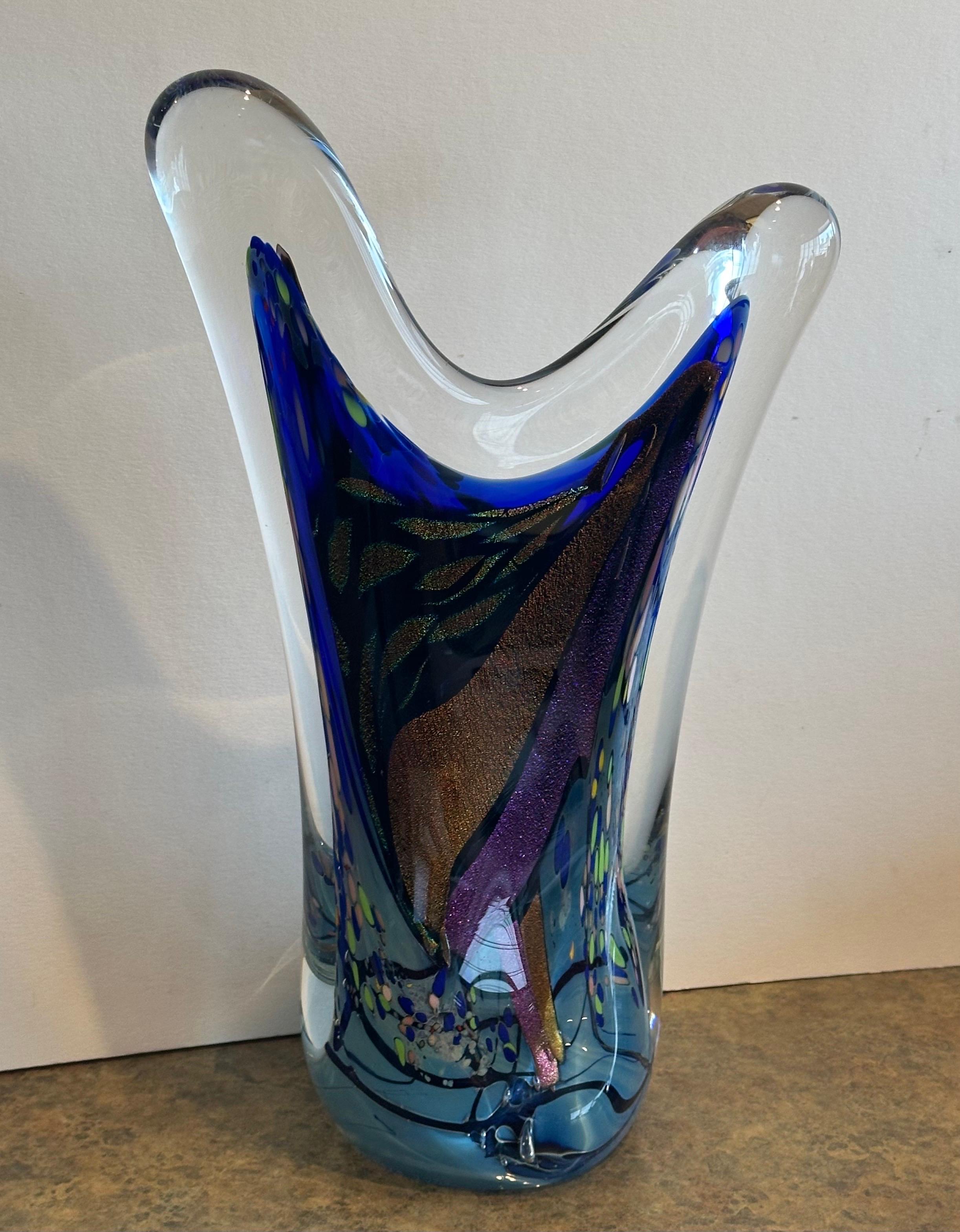 Escultura abstracta multicolor de vidrio artístico de Rollin Karg en venta 2