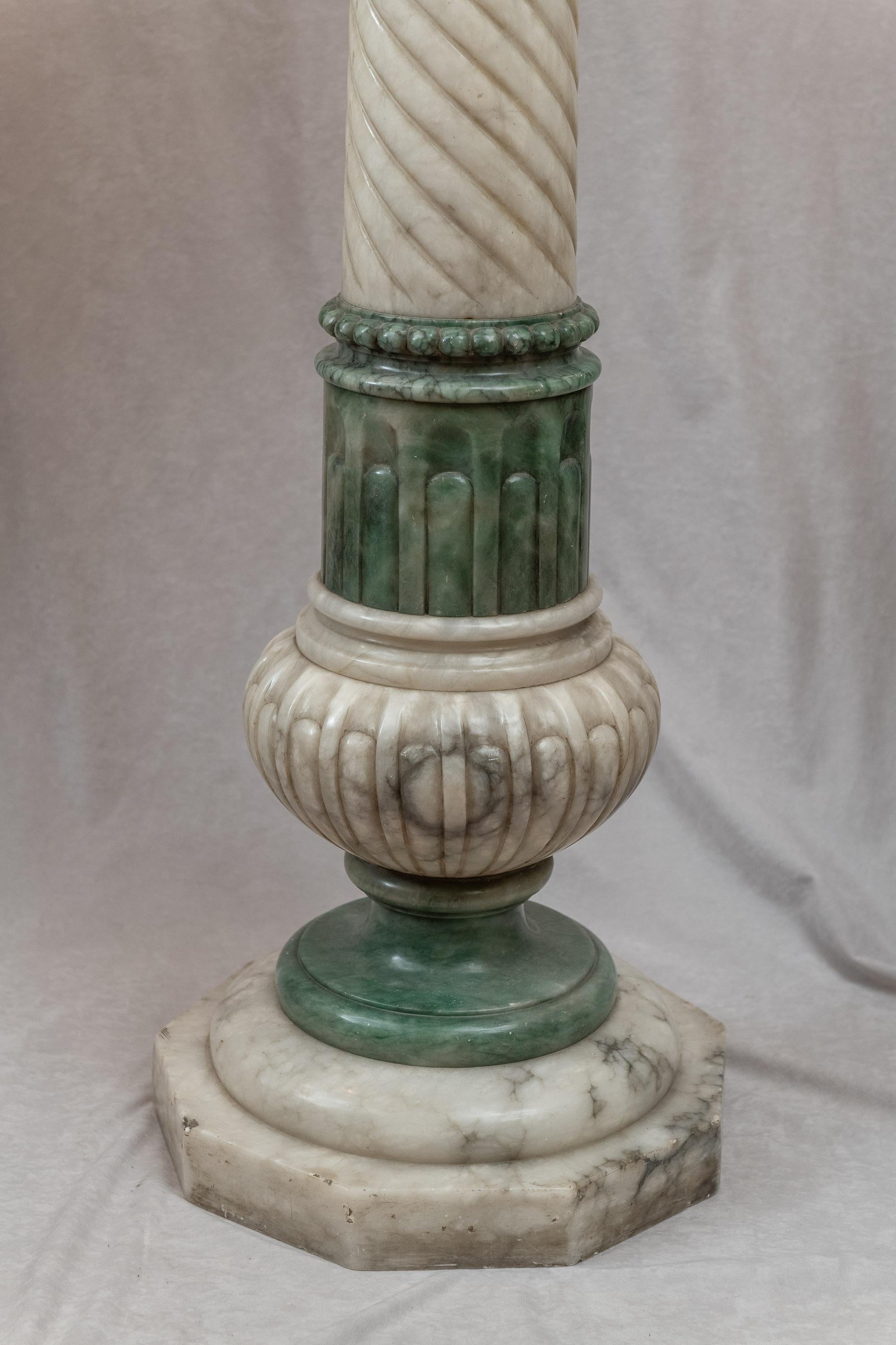 Neoclassical Revival Multi-Colored Antique Carved Alabaster Pedestal ca. 1900