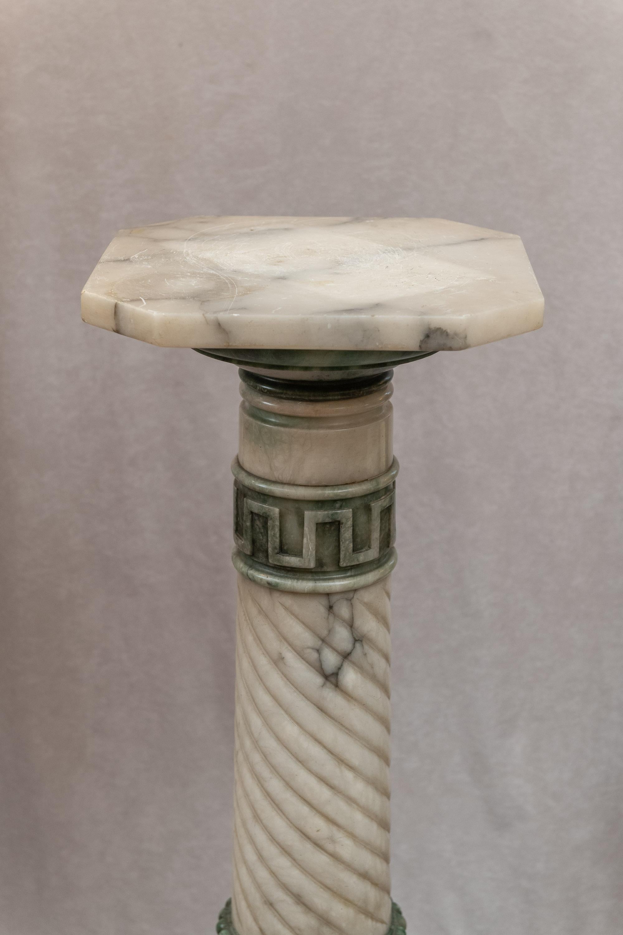 Italian Multi-Colored Antique Carved Alabaster Pedestal ca. 1900