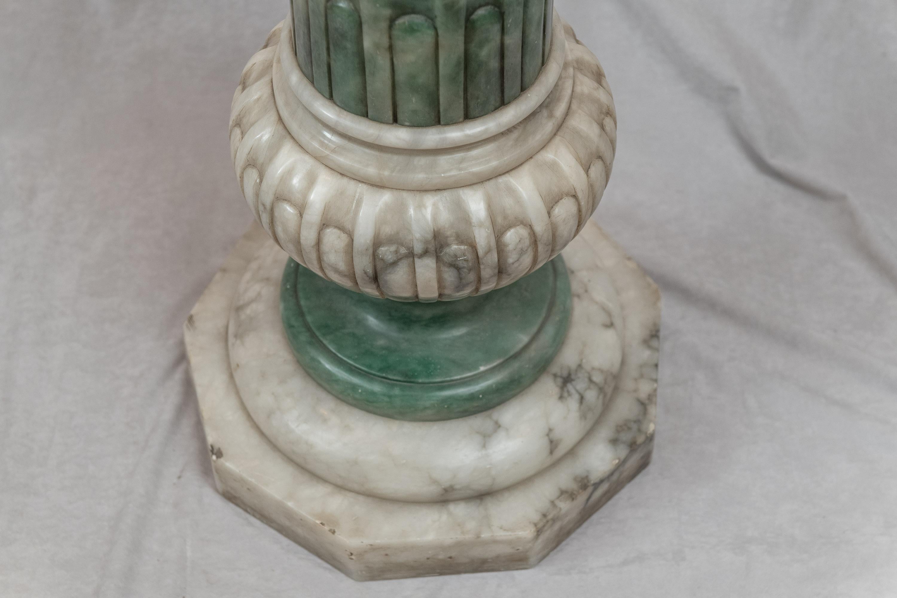 Hand-Carved Multi-Colored Antique Carved Alabaster Pedestal ca. 1900