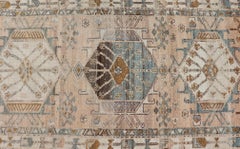 Multi Colored Antique Persian Heriz Runner with Geometric Medallions