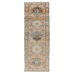 Multi Colored Antique Persian Heriz Runner with Geometric Medallions