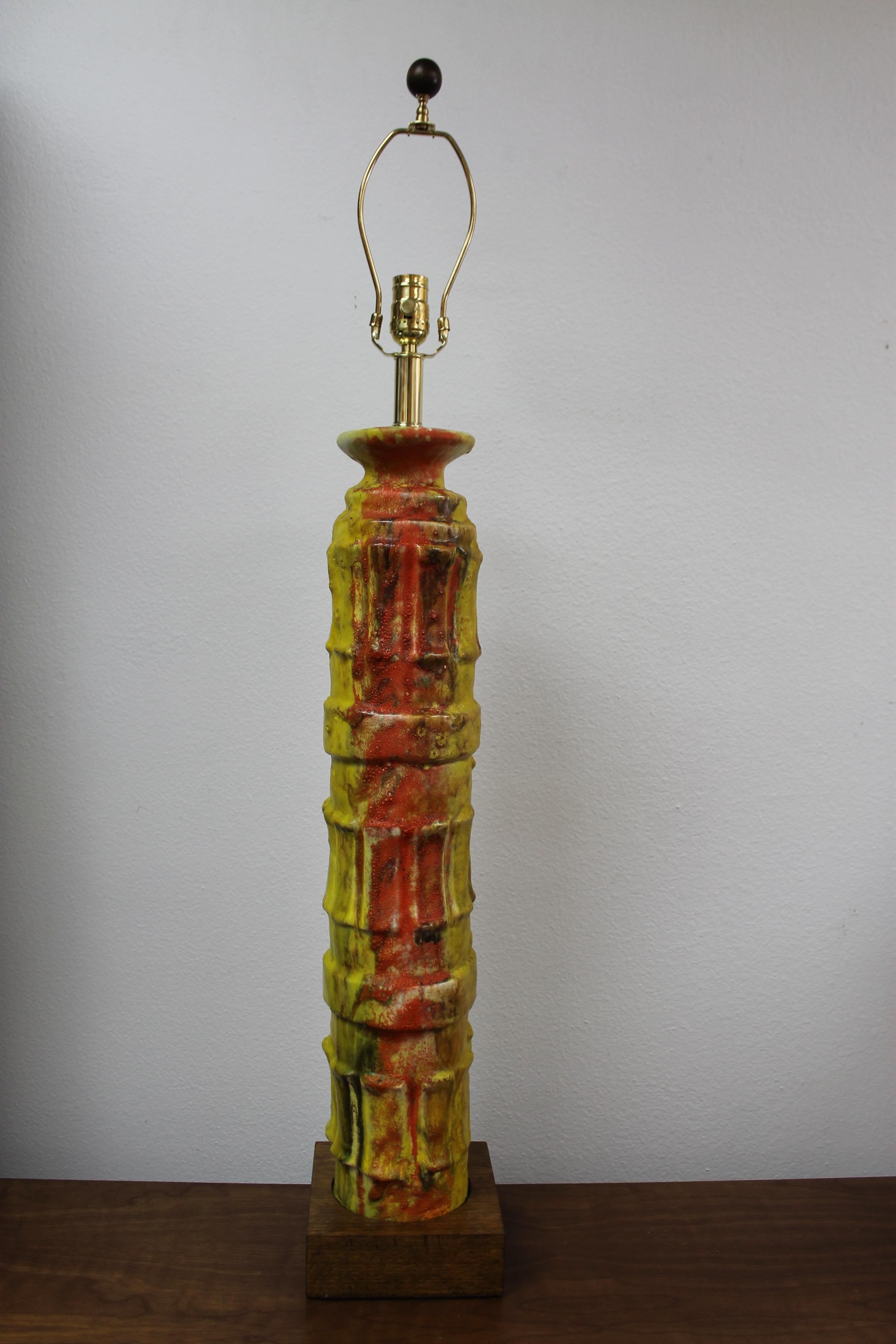 italien Lampe en céramique multicolore, style Bitossi en vente