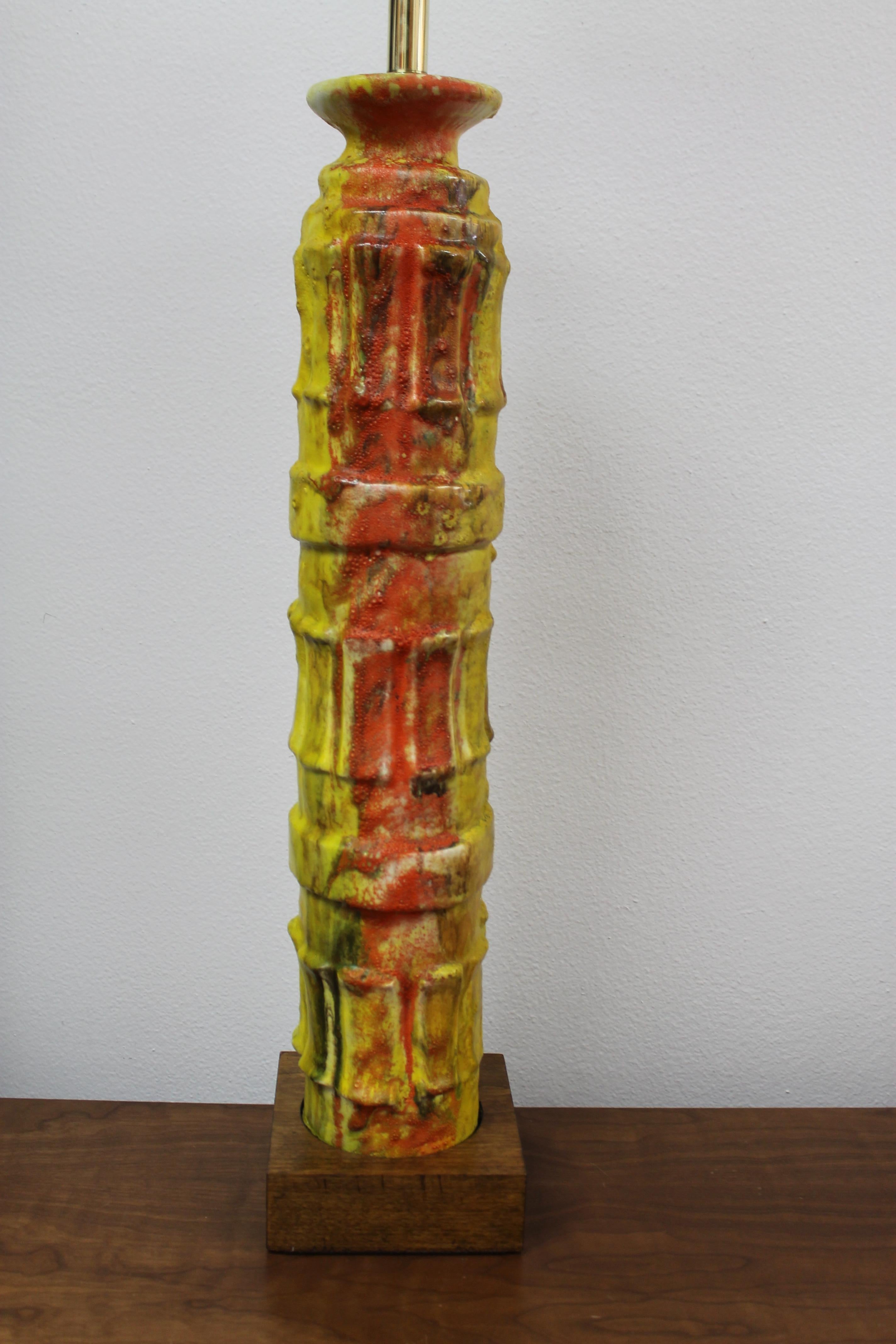 Multi-colored Ceramic Lamp, style of Bitossi In Good Condition For Sale In Palm Springs, CA