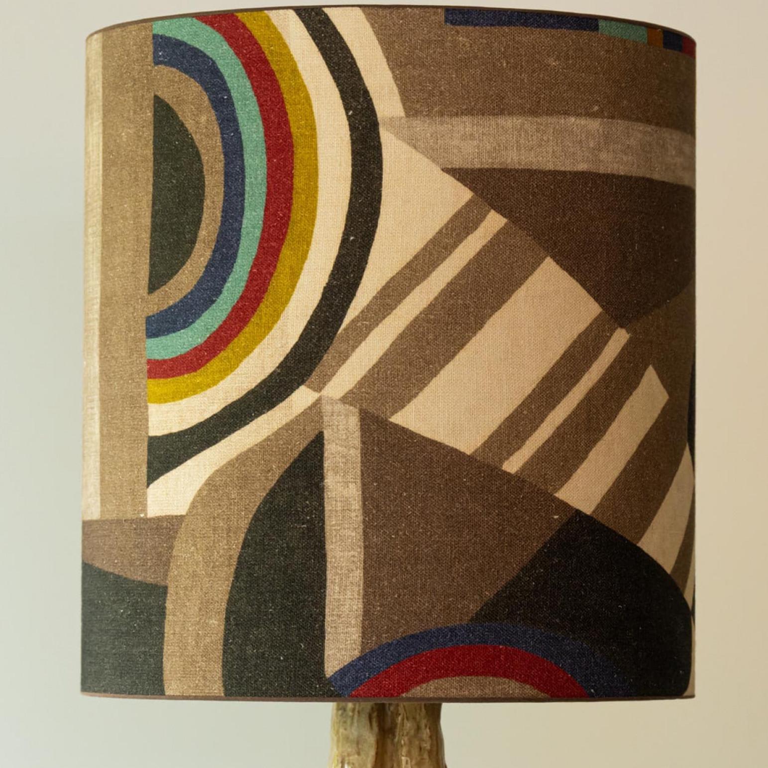 Multi colored Ceramic Table Lamp, Lampshade by R. Houben, 1970 In Good Condition For Sale In Rijssen, NL