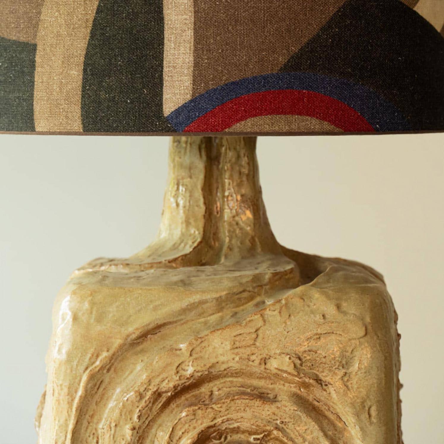 Multi colored Ceramic Table Lamp, Lampshade by R. Houben, 1970 For Sale 1