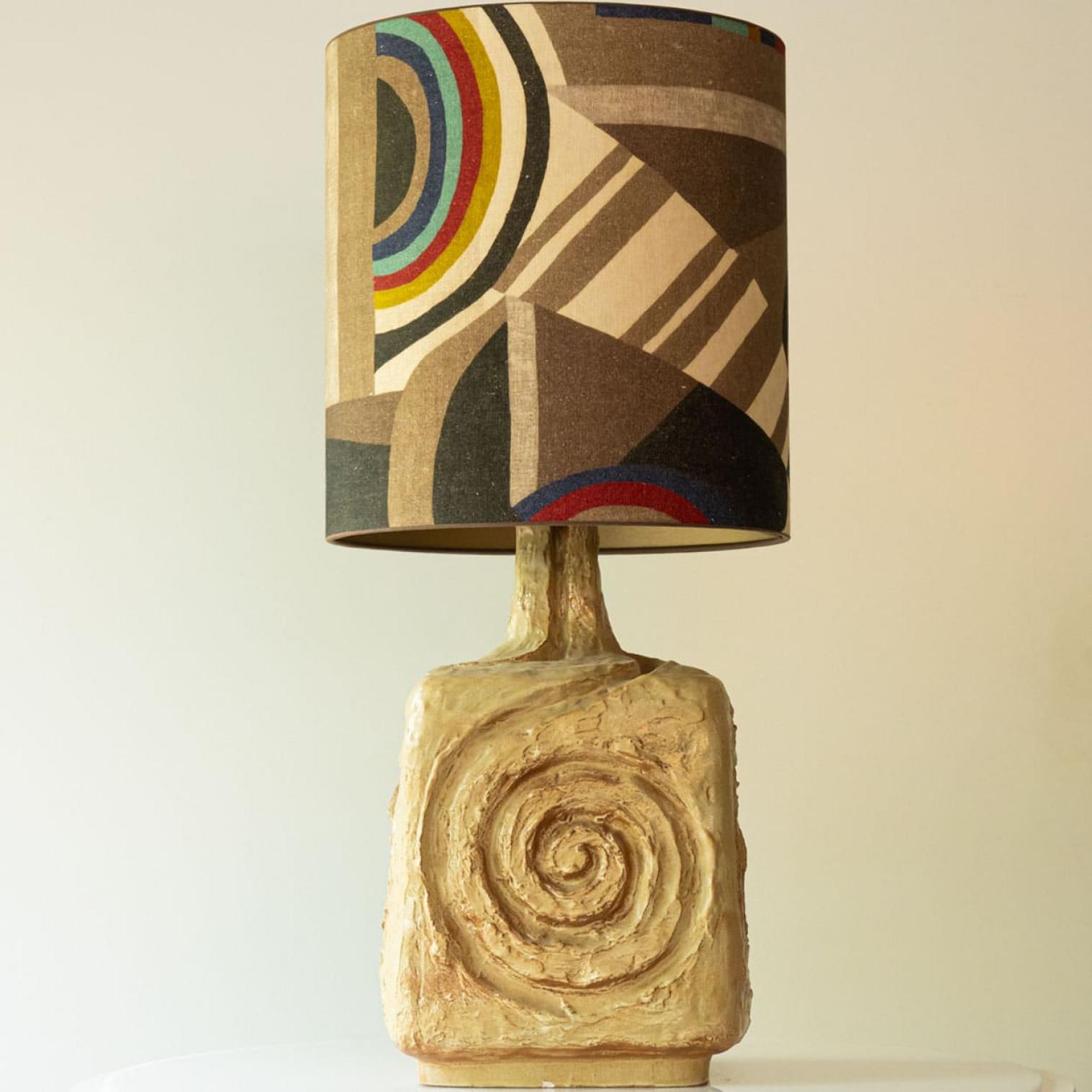 Multi colored Ceramic Table Lamp, Lampshade by R. Houben, 1970 For Sale 2