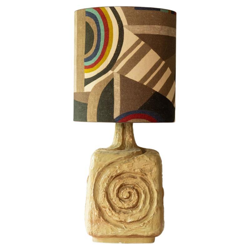 Lampe de table en céramique multicolore, abat-jour de R. Houben, 1970