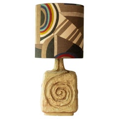 Lampe de table en céramique multicolore, abat-jour de R. Houben, 1970