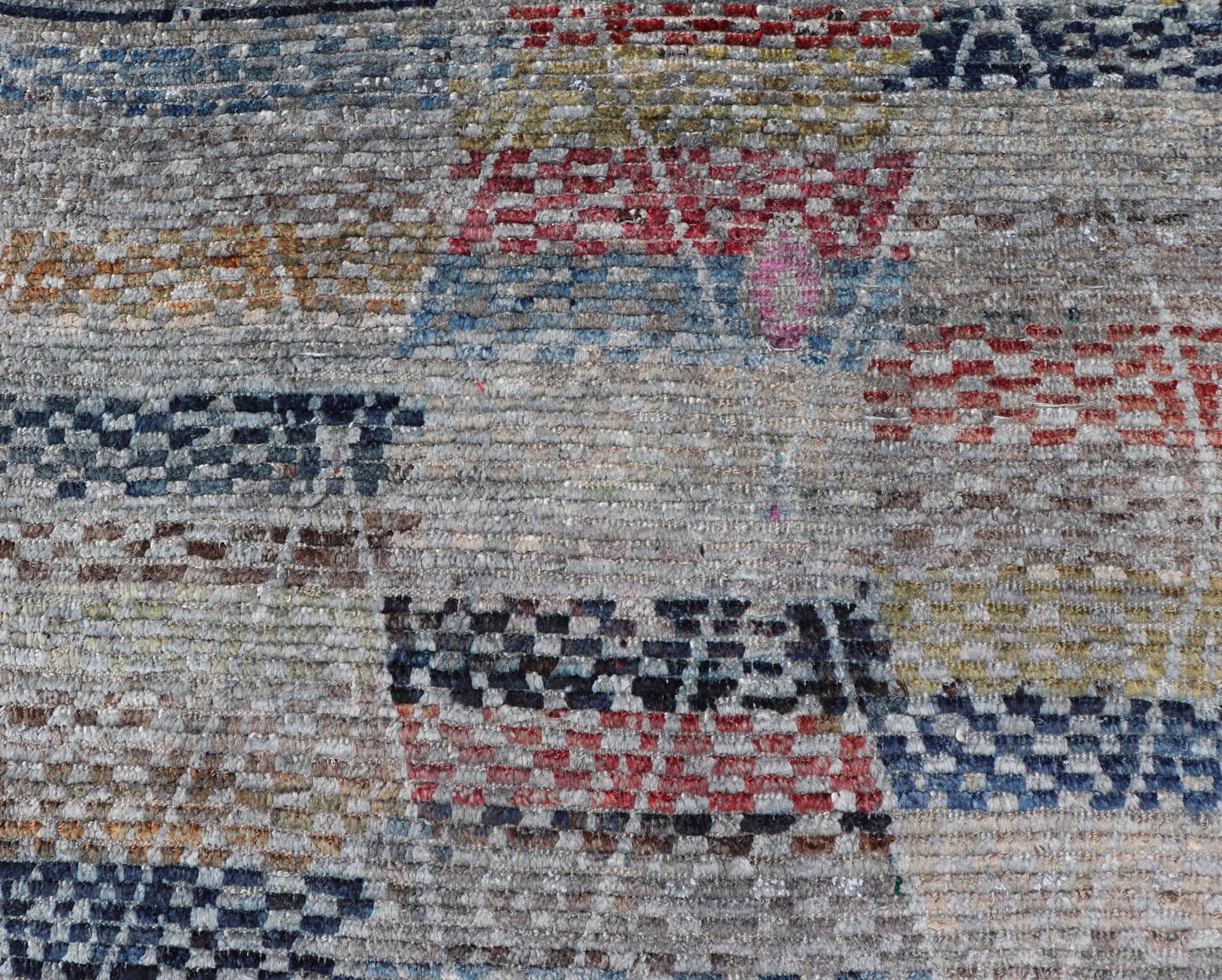Tappeto afgano a diamanti multicolore, moderno e casual, con design geometrico in vendita 3