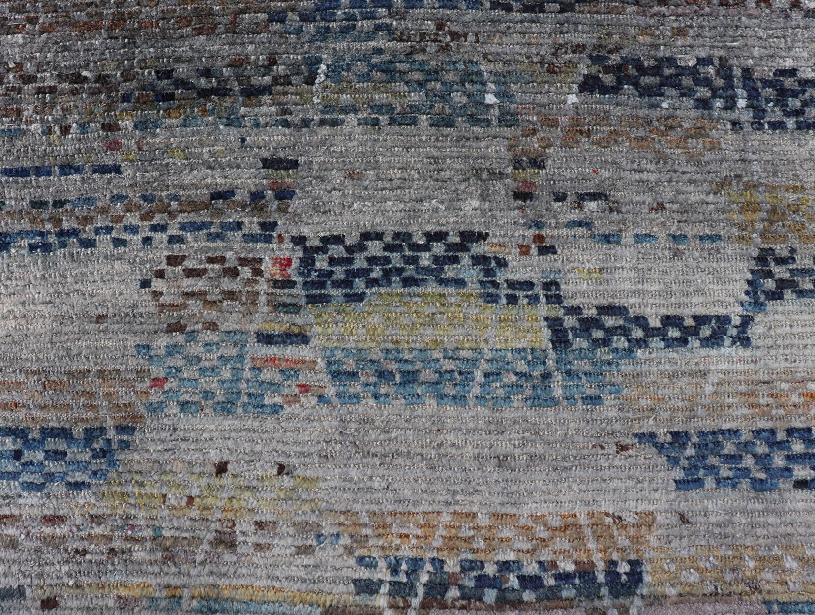 Tappeto afgano a diamanti multicolore, moderno e casual, con design geometrico in vendita 4