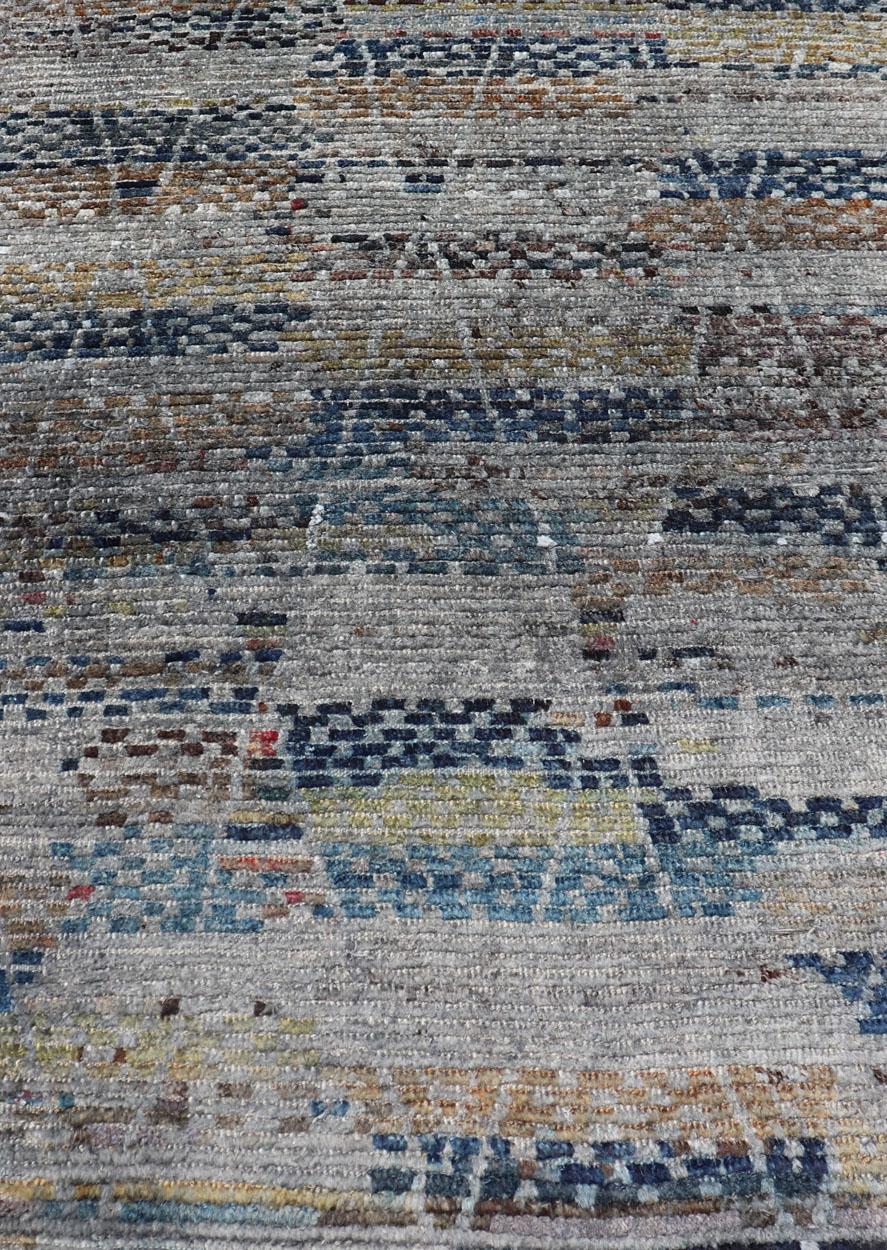 Tappeto afgano a diamanti multicolore, moderno e casual, con design geometrico in vendita 6