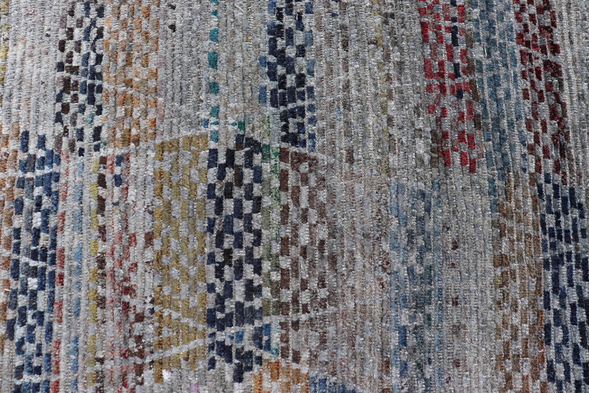 Multi Colored Diamond Afghan Modern Casual Gallery Rug Geometric Design In Excellent Condition For Sale In Atlanta, GA