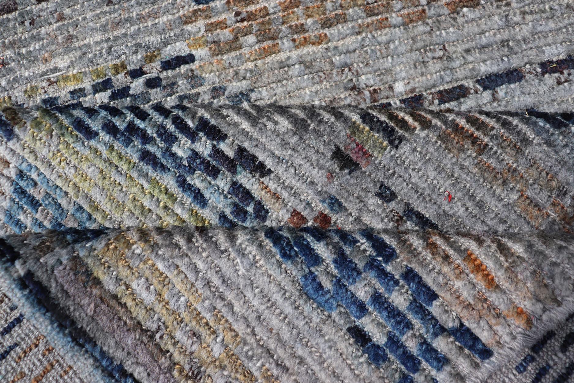 XXI secolo e contemporaneo Tappeto afgano a diamanti multicolore, moderno e casual, con design geometrico in vendita