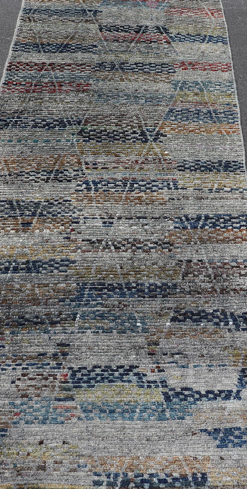 Lana Tappeto afgano a diamanti multicolore, moderno e casual, con design geometrico in vendita