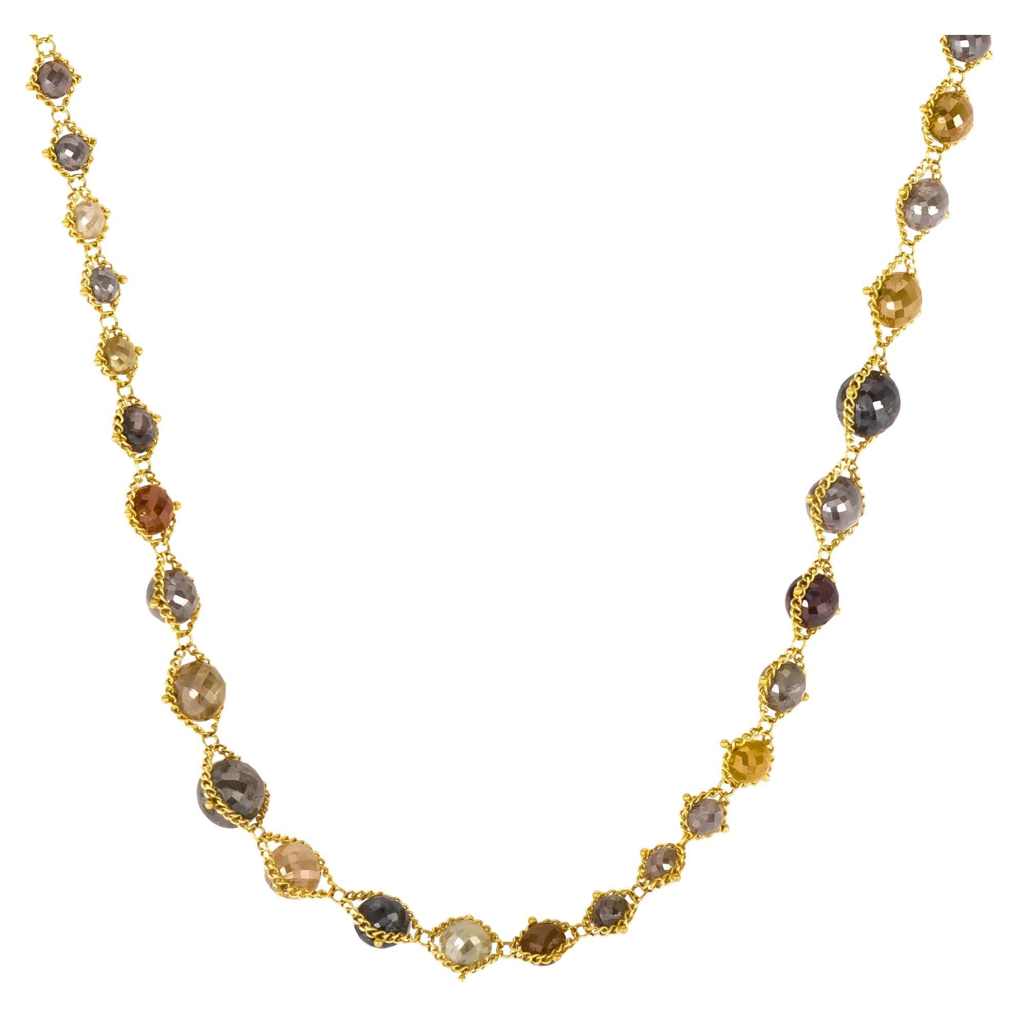 Multi-Colored Diamond Textile Necklace For Sale