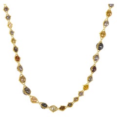 Multi-Colored Diamond Textile Necklace