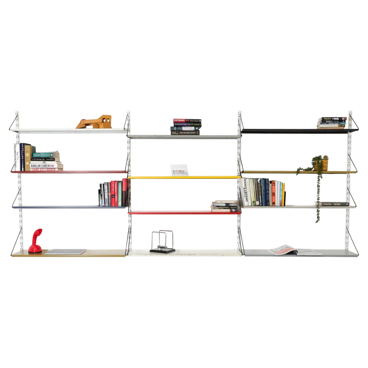 Multi-Colored Enameled Metal Industrial 3 Section Shelving Unit by Pilastro